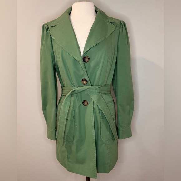Ann Taylor Jackets & Blazers - Ann Taylor Green Trench Coat with Waist Tie